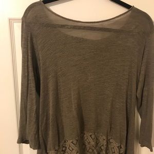 Brown shirt with lace detail